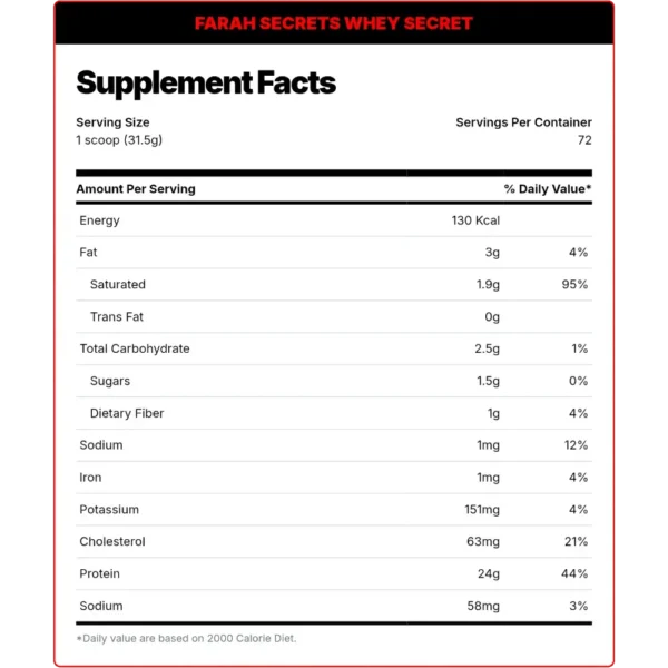 FARAH SECRETS WHEY PROTEIN 72 SERV