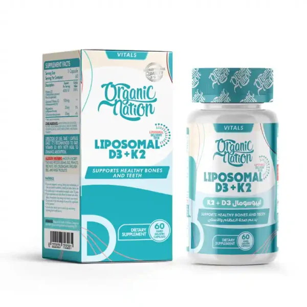 ORGANIC NATION LIPOSOMAL D3 + K2 60 SERV | فيتامين D3 + K2