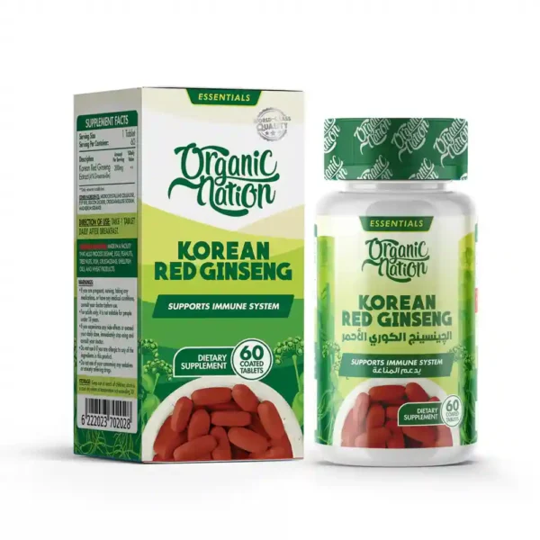 ORGANIC NATION KOREAN RED GINSENG 60 TABLETS | الجينسنج الأحمر الكوري
