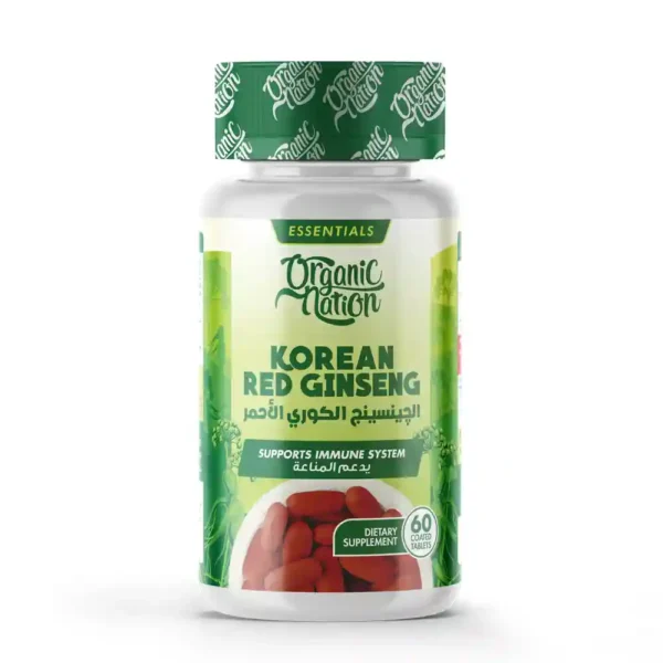 ORGANIC NATION KOREAN RED GINSENG 60 TABLETS | الجينسنج الأحمر الكوري